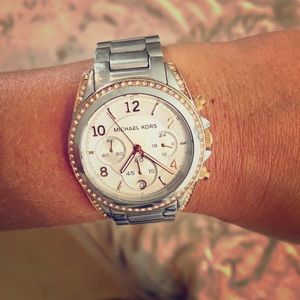 Michael kors silver and rhinestone watch